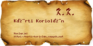 Kürti Koriolán névjegykártya
